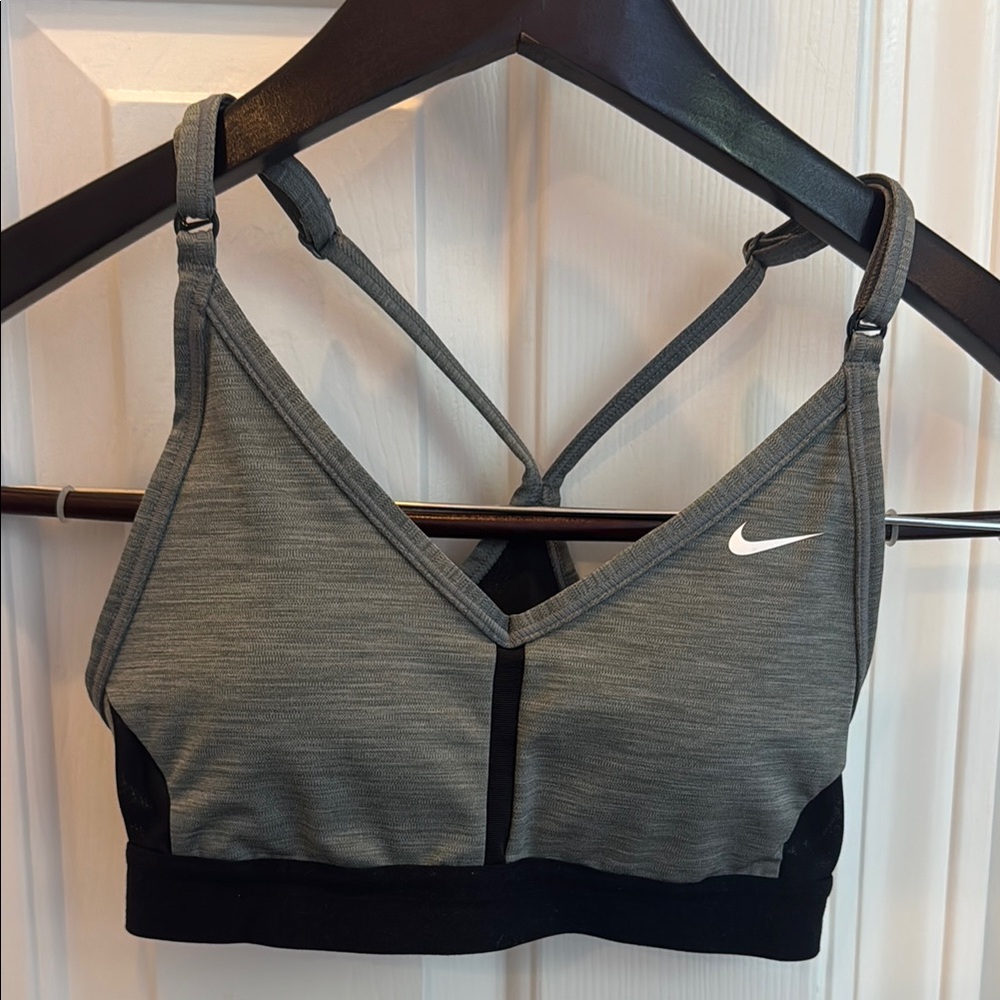 Nike Gray and Black Strappy Sports Bra